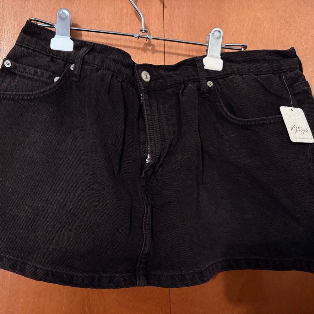 We The Free Charcoal Denim Skirt